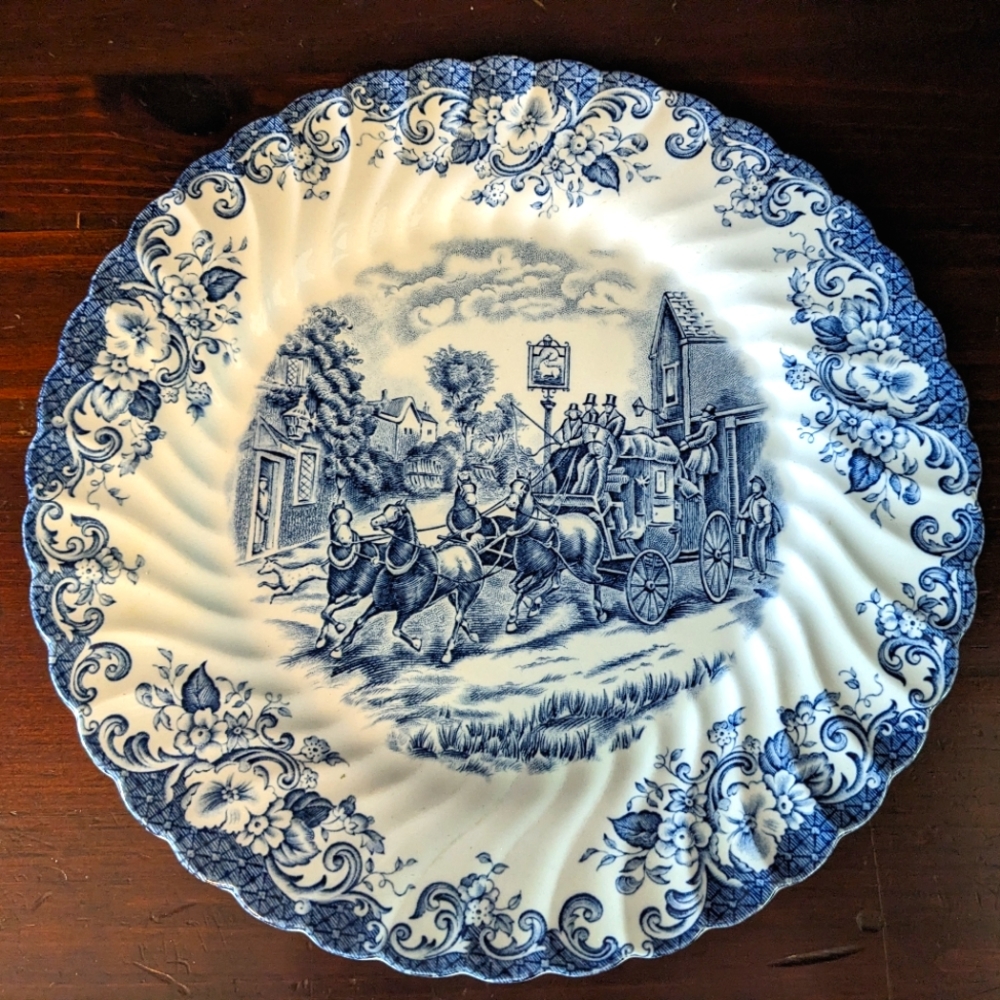 Johnson Brothers Blue Coaching Scenes Dinner Plate 10 inch